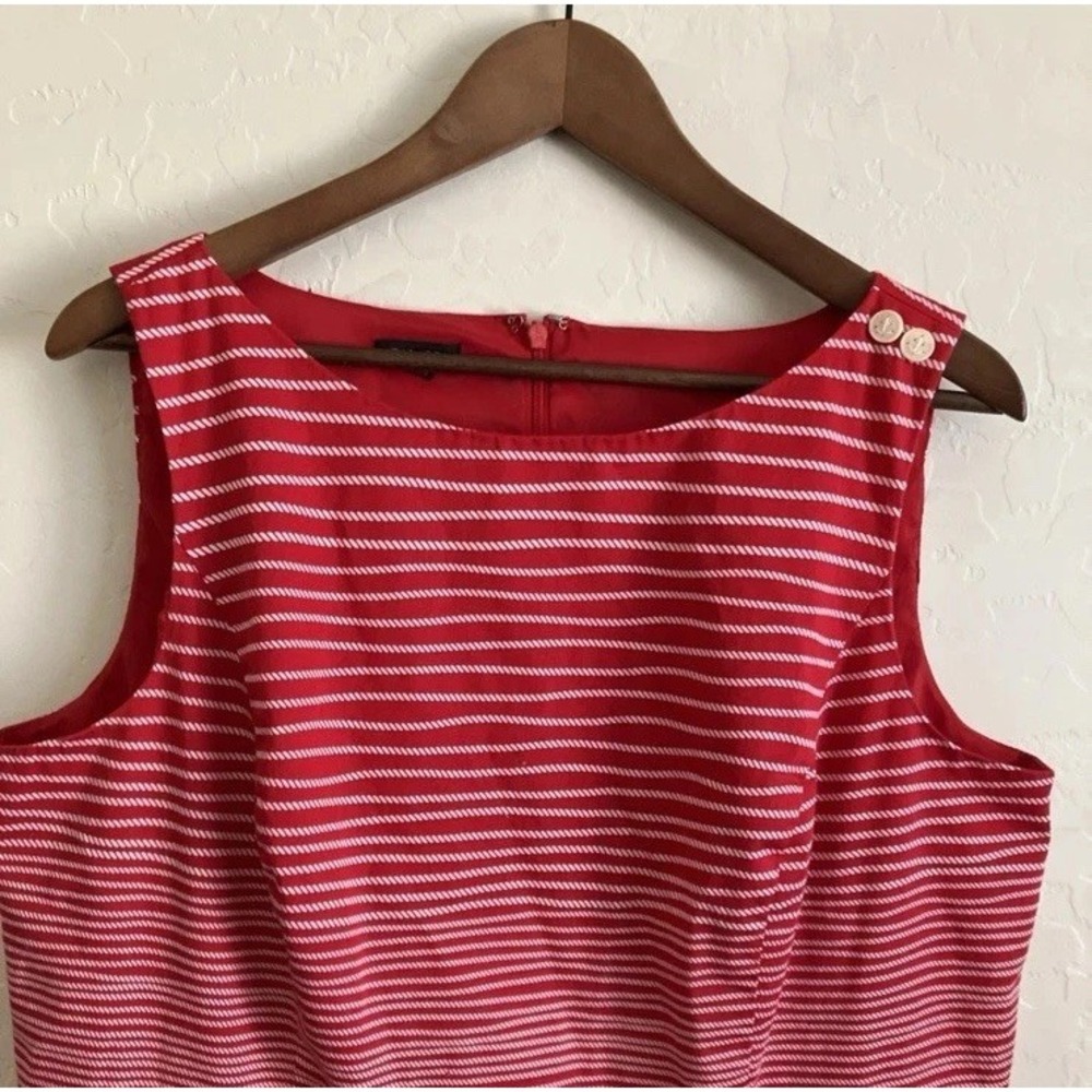 Talbots Dress Nautical Red White Rope Stripe Fit and Flare Sleeveless Cotton  12 - Picture 3 of 5